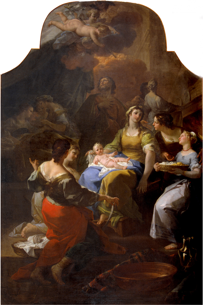 Corrado Giaquinto Natività di San Giovanni Battista olio su tela cm 344x228 Bari Pinacoteca Metropolitana saletta del Giaquinto